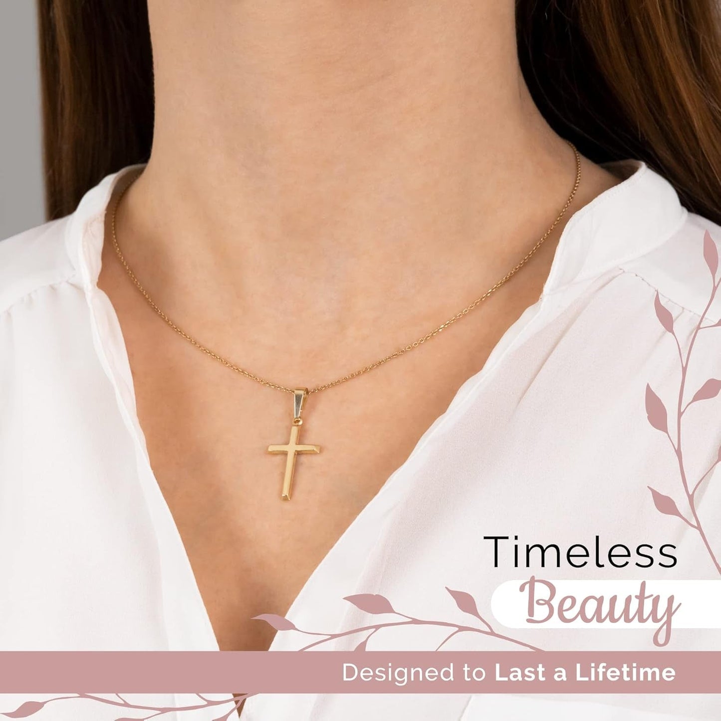 10K or 14K Gold Cross Pendant, Hypoallergenic Gold Religious Charms for Men and Women, Handcrafted in the USA - (1 Inch)