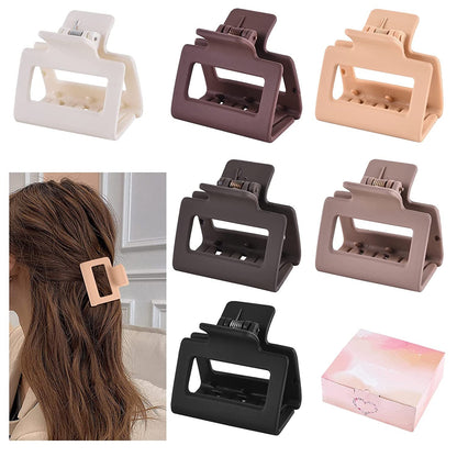 12 Pcs Rectangle Clips, Accessories for Women and Girls, Including 6 Pcs 4 Inch Large Clips for Thick Hair and 6 Pcs 2 Inch Small Clips for Thin Hair (Neutral)