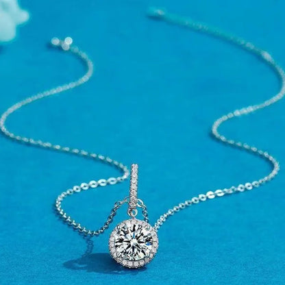 Exquisite Fashion 2ct Moissanite Solitaire Pendant Necklace for Bridal Engagement Wedding Women Necklace