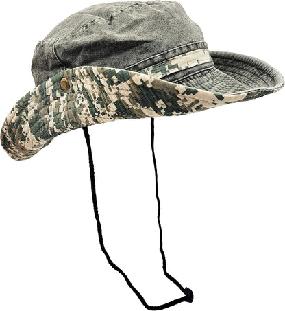 Outdoor Boonie Sun Hat for Hiking, Camping, Fishing, Operator Floppy Military Camo Summer Cap for Men or Women