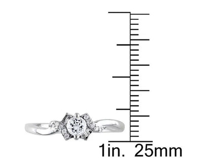 1/3 Carat (Ctw) Lab-Created White Sapphire Promise Ring with Diamonds in Sterling Silver - WORLD TIME VISITS
