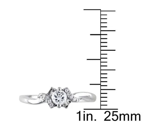 1/3 Carat (Ctw) Lab-Created White Sapphire Promise Ring with Diamonds in Sterling Silver - WORLD TIME VISITS