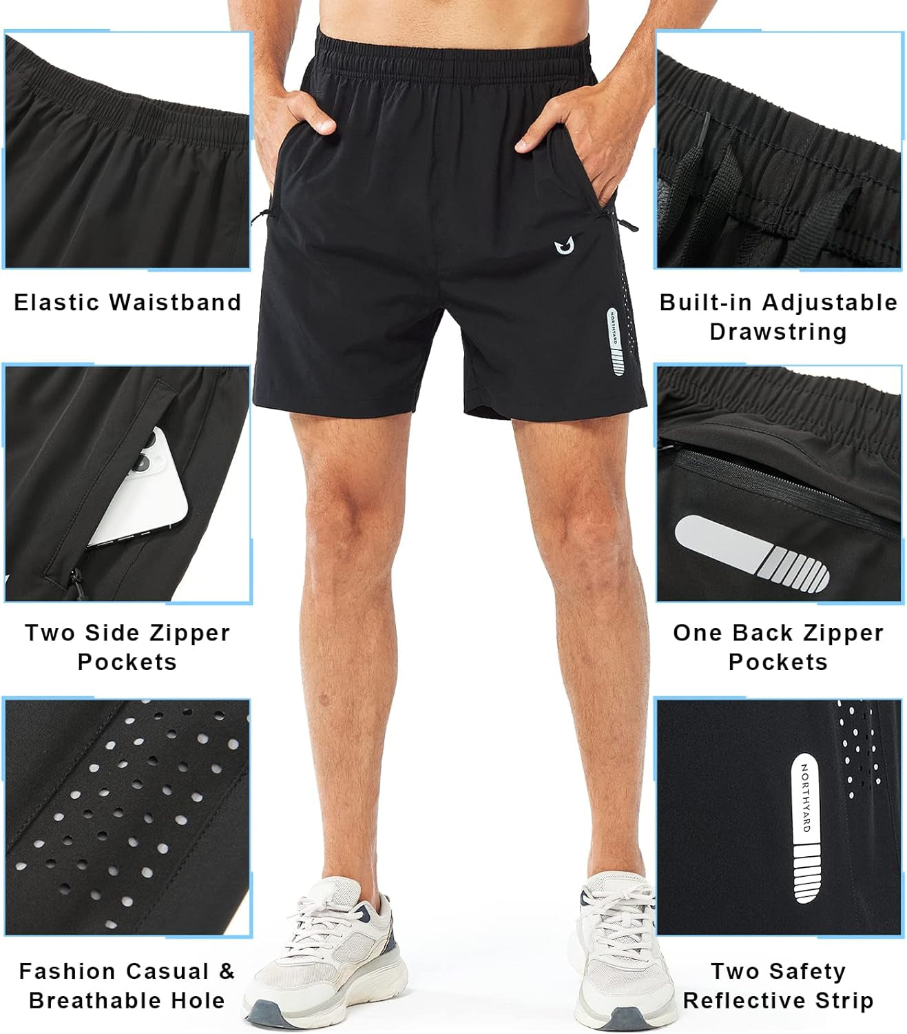 Men'S Athletic Running Shorts Quick Dry Workout Shorts 7"/ 5"/ 9" Lightweight Sports Gym Basketball Shorts Hiking