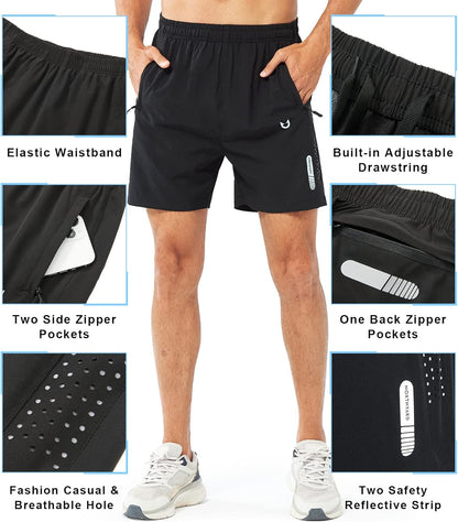 Men'S Athletic Running Shorts Quick Dry Workout Shorts 7"/ 5"/ 9" Lightweight Sports Gym Basketball Shorts Hiking