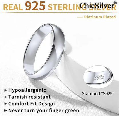ChicSilver 5mm 925 Sterling Silver Ring Classic Eternity Wedding Band Comfort Fit for Men Women High Polished