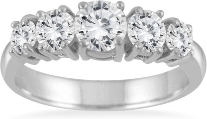 AGS Certified 1 1/4 Carat TW 5 Stone White Diamond Ring in 14K White Gold