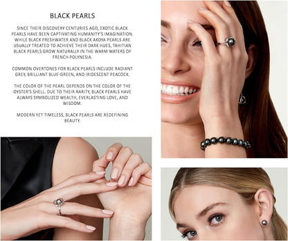 Genuine Baroque Black Tahitian South Sea Cultured Pearl Rosalind Earrings for Women