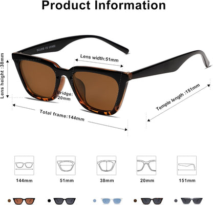 Polarized Narrow Square Cateye Sunglasses for Women Retro Trendy Driving Glasses SJ2169
