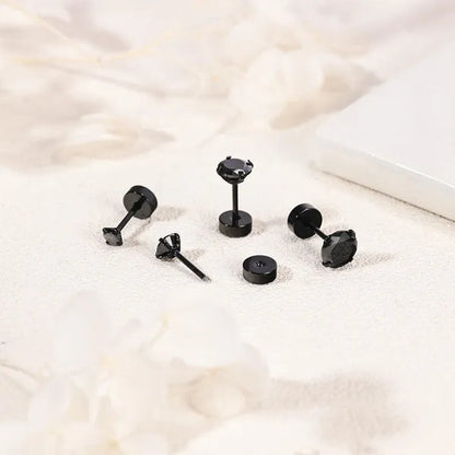 1 Pair Stainless Steel White Zircon Stud Earrings for Women Men Claw Earring Ear Helix Cartilage Piercings Flat Back Earrings Jewelry 20G