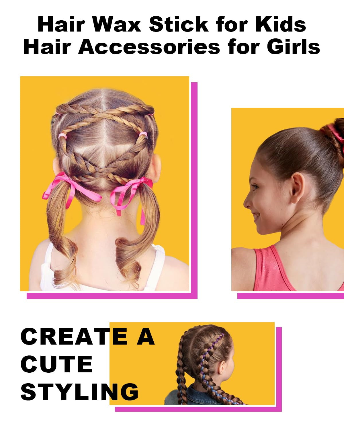 Hair Wax Stick, Wax Stick for Hair Flyaways Kids & Women Hair Accessories for Women Girls Hair Bun Maker for Kids Hair Slick Stick Baby Hair Gel Stick Kids Hair Products Hair Smoothing Stick