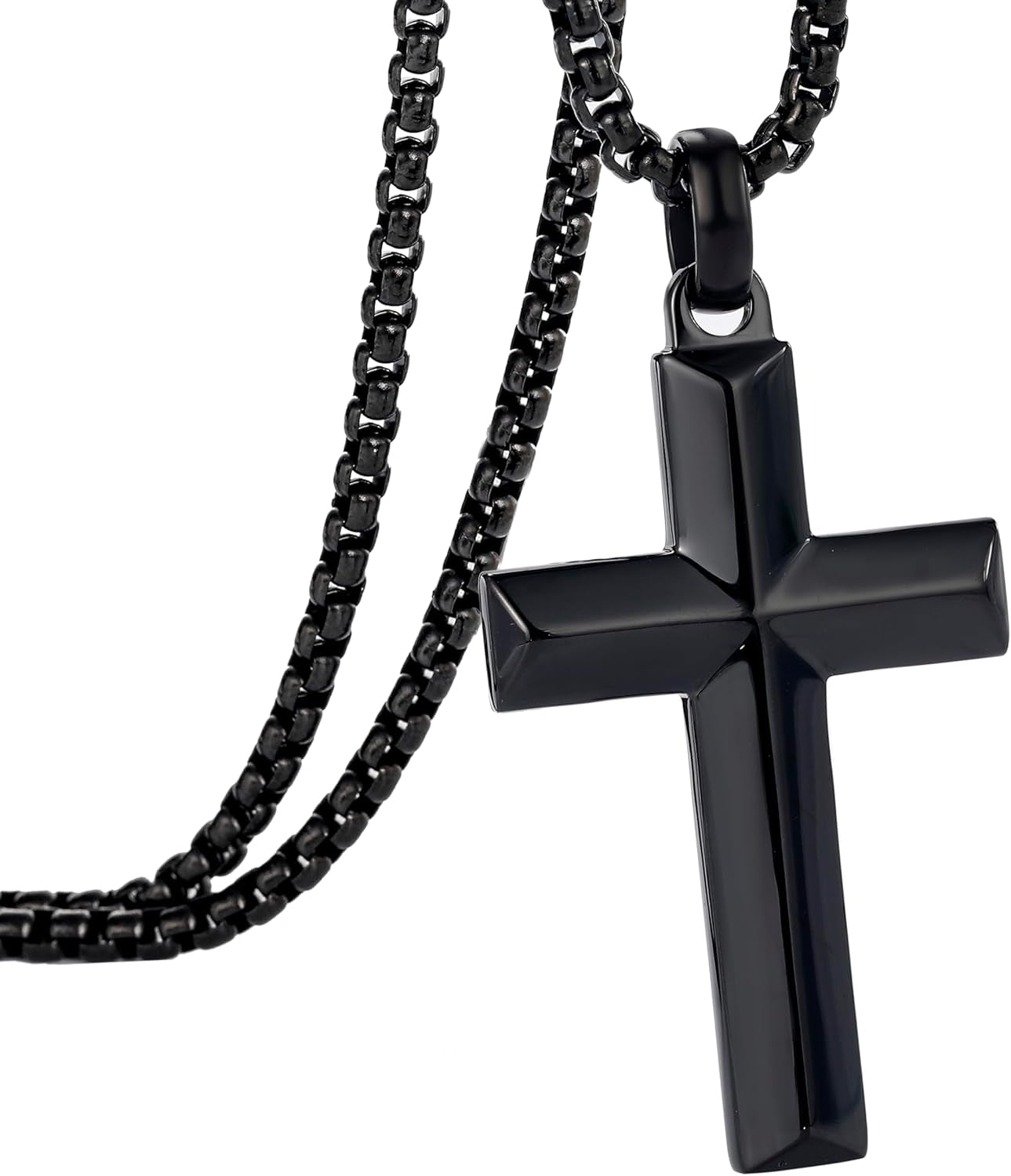 Cross Pendant for Men -18K Gold-Plated/Silver/Black Cross Necklace, Suitable for Men - Non Fading and 100% Waterproof Men'S Necklace, 24-26 Inch Box Adjustable Chain - WORLD TIME VISITS