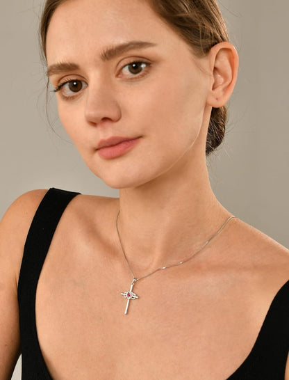 Women'S Cross Necklace Sterling Silver Infinity Heart Crucifix Pendant Gemstones Criss Jewelry