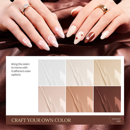 Beetles Brown Gel Nail Polish Set Nude Gel Polish Nail Set 6 Colors Sandstorm Collection Peach Brown Natural Manicure Kit Soak off Uv Led Lamp Needed for Women Gift Diy Home