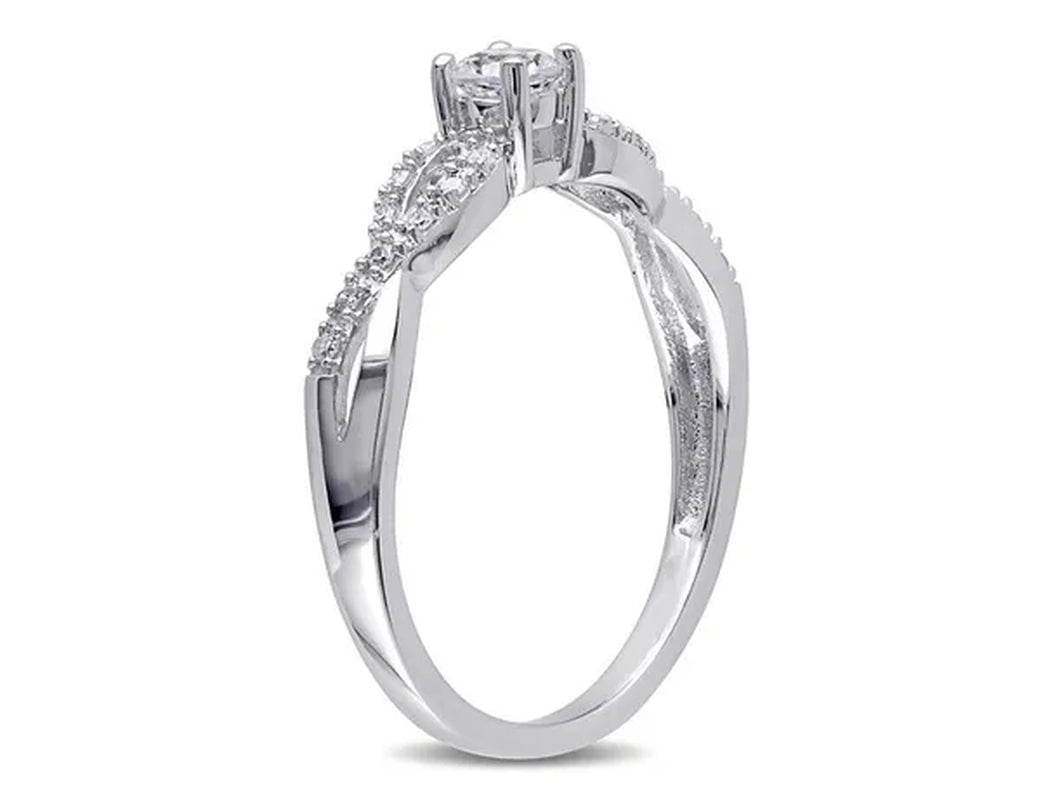 1/4 Carat (ctw) Lab-Created White Sapphire Infinity Ring with Diamonds in Sterling Silver