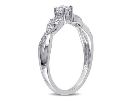 1/4 Carat (ctw) Lab-Created White Sapphire Infinity Ring with Diamonds in Sterling Silver