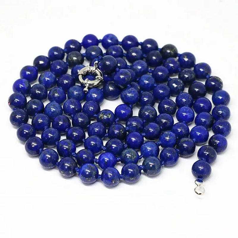 Natural Egyptian blue lapis lazuli jasper long chain necklace round beads 6,8,10mm fashoin elegant jewelry 36inch