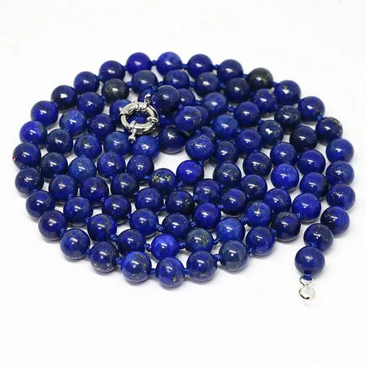 Natural Egyptian blue lapis lazuli jasper long chain necklace round beads 6,8,10mm fashoin elegant jewelry 36inch