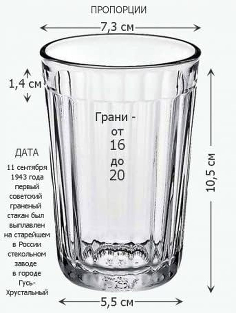 LOT 6 Russian Tea Glasses 8.5Oz 250Ml Granyonyi Stakan 20-Facet Fits Holder Podstakannik Glass - Russian Standard Glasses - Russian Glass Cup Tea - Vintage Ussr Drinking Glasses Russian - WORLD TIME VISITS