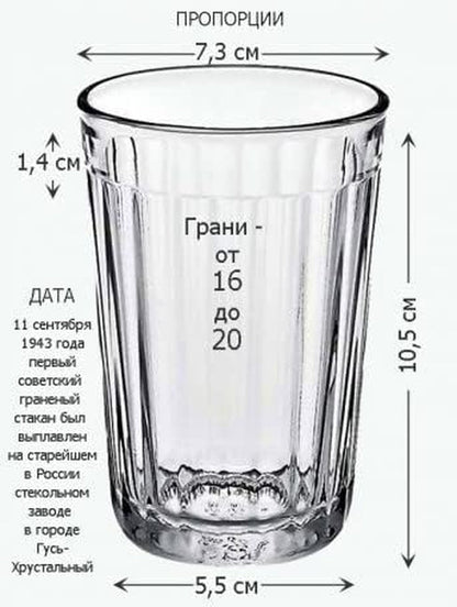 LOT 6 Russian Tea Glasses 8.5Oz 250Ml Granyonyi Stakan 20-Facet Fits Holder Podstakannik Glass - Russian Standard Glasses - Russian Glass Cup Tea - Vintage Ussr Drinking Glasses Russian - WORLD TIME VISITS