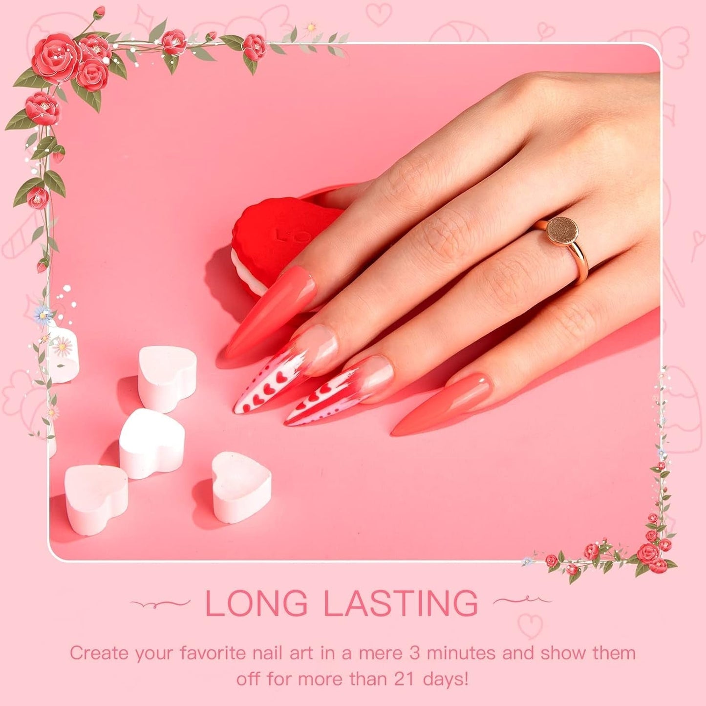 Beetles Gel Nail Polish, 6 Colors Nude Pink Rose Red Milky White Gel Polish, Sweetheart Candies Collection Soak off UV LED Nail Lamp Light Nails Spring Summer Gel Nail Gift for Women