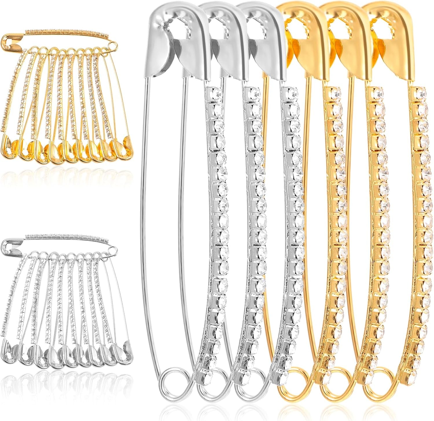 20 Pcs Rhinestone Safety Pin Brooch, Hat Sliver Clips for Women Men Elegant Jewelry Gold Brooches Scarf Sweather Suit Dress Decor Dating Shopping - WORLD TIME VISITS