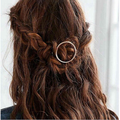 round Circle Hair Clip Gold Open Circle Hair Clip Minimal Hair Barrette Holder for Women and Girls (Gold) - WORLD TIME VISITS
