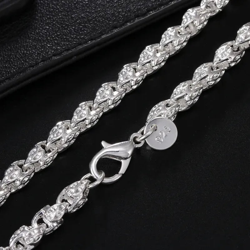 Men‘s 925 Sterling Silver 5MM Faucet Chain Necklace for Woman Man Fashion Wedding Party Jewelry Nice Gift
