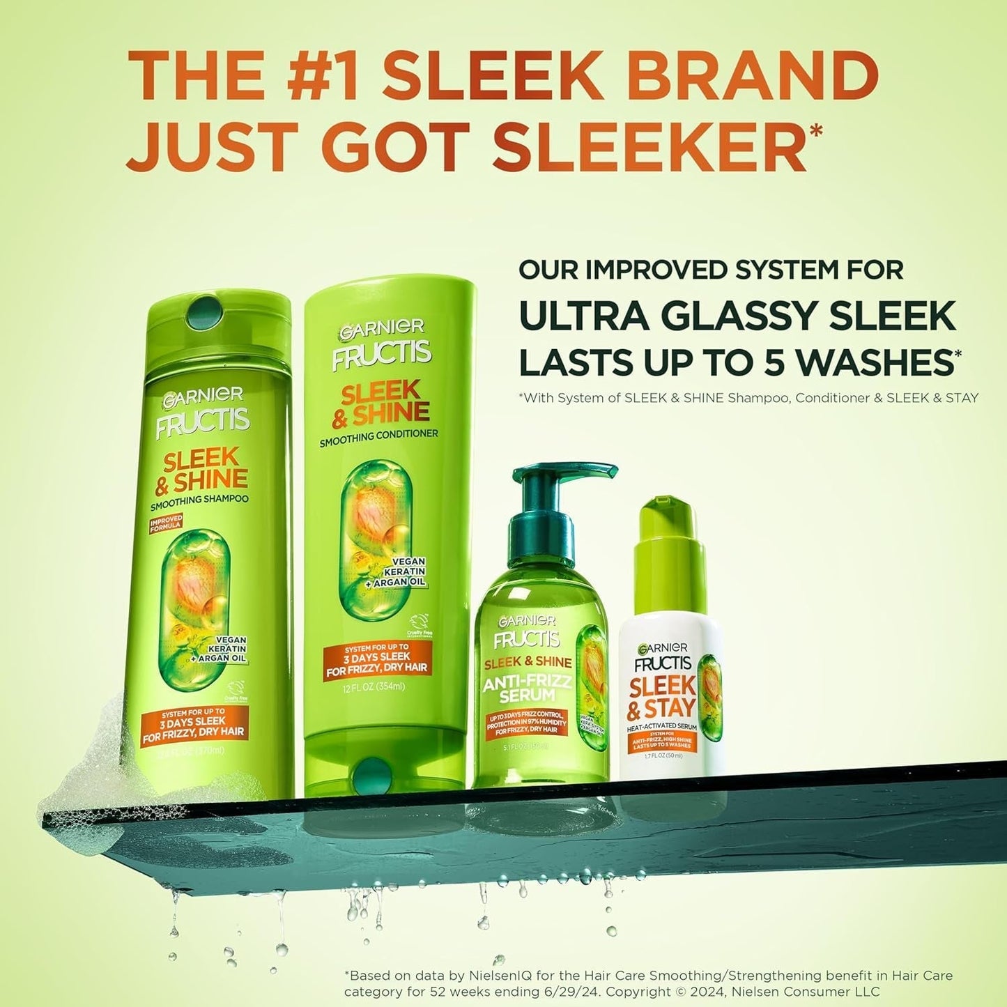 Fructis Sleek & Shine Anti-Frizz Serum for Frizzy, Dry Hair, Argan Oil, 5.1 Fl Oz, 2 Count (Packaging May Vary)