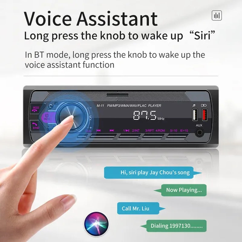 UNITOPSCI 12V 1DIN In-Dash Car Radio Stereo Autoradio Bluetooth Digital Audio Music Car Radio MP3 Player with Remote Control Bluetooth/Fm/Usb/Sd/Aux-In Colorful Lights