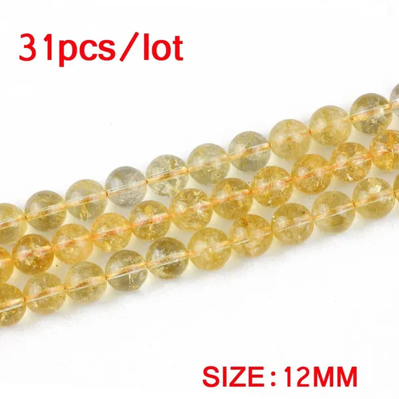 Citrine Beads Natural Crystal Stone Top Quality Yellow Creastly Round Loose Beads Ball 4/6/8/10/12MM Jewelry Bracelet Making DIY