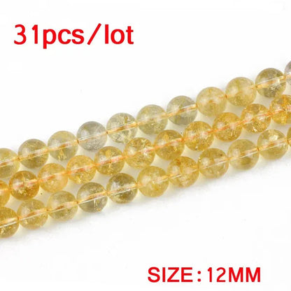 Citrine Beads Natural Crystal Stone Top Quality Yellow Creastly Round Loose Beads Ball 4/6/8/10/12MM Jewelry Bracelet Making DIY