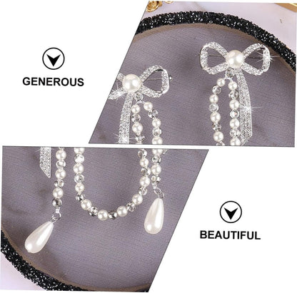 Diamond Tassel Pearl Brooch Chain Alloy Shiny Corsage Women'S Unique Brooch for Parties and Daily Wear