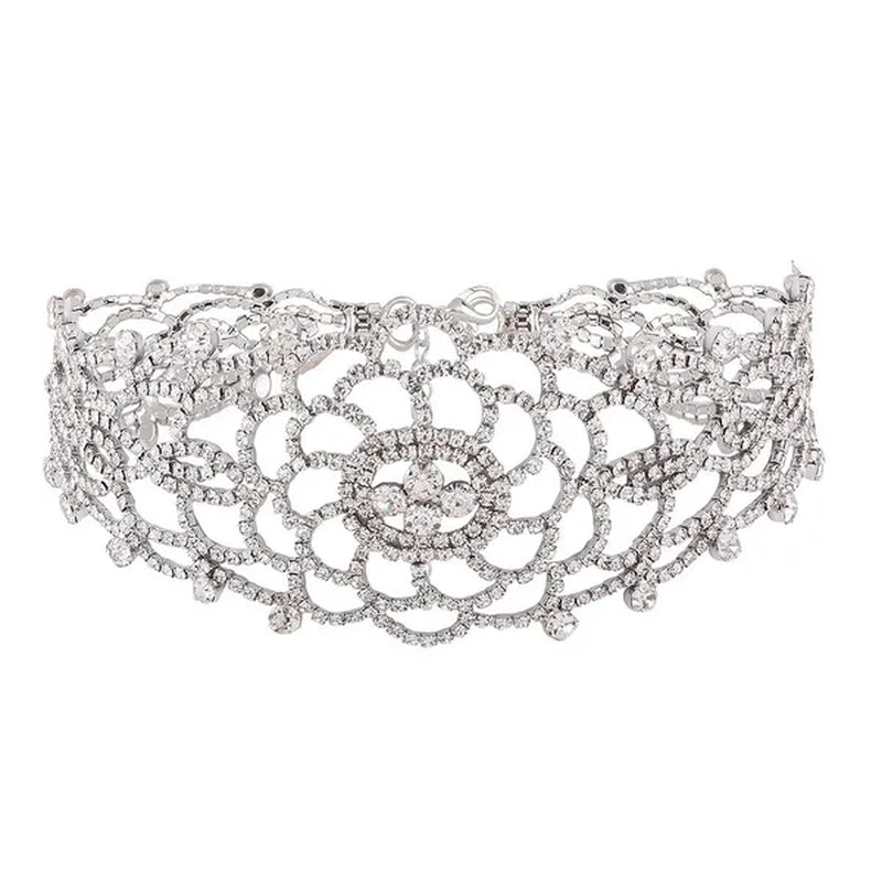 Full Diamond Pendant Necklace Crystal Rhinestone Choker Collar Women Wedding Jewelry