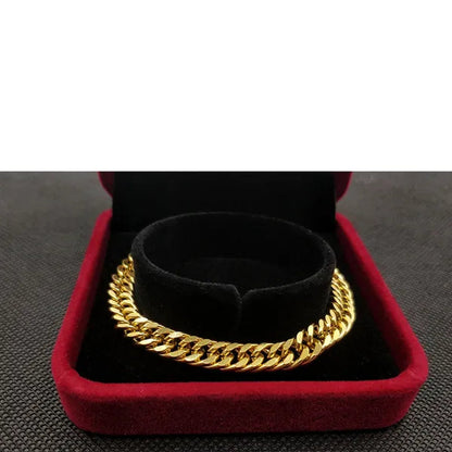 24K Solid Gold Twisted Pattern Bracelet Set Men's and Women's Bracelets Gold Jewelry