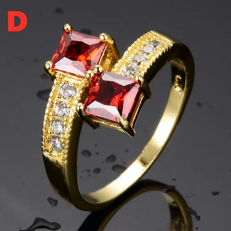 Exquisite Retro 18K Gold Natural Garnet Red Ruby Gemstone Ring Anniversary Gift Romantic Bride Engagement Wedding Party Bands Fine Jewelry - WORLD TIME VISITS