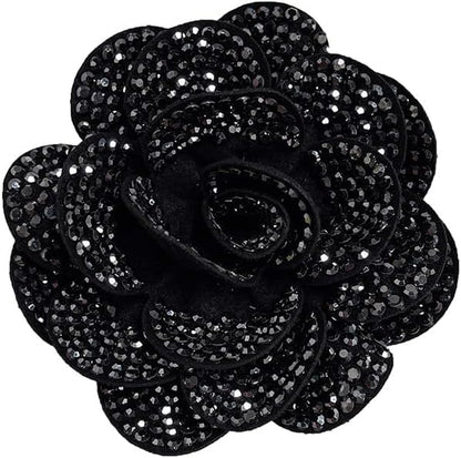 Rhinestone Rose Flower Brooch Lapel Pins for Women Her Fashion Crystal Camellia Flower Brooches Pin for Dress Accessories Jewelry Boutonniere Corsage Wedding Party Birthday Gift 70Mm