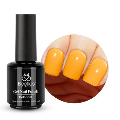 Beetles Gel Nail Polish, 1Pcs 15Ml Yellow Gel Polish Citrus Yellow Color Gel Polish Soak off Uv Led Gel Nail Art Diy Gel Nail Gift Spree Manicure for Girls Women