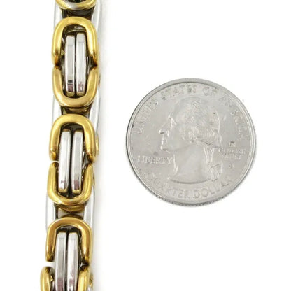 Stainless Steel Square Byzantine Chain Men Bracelet Gold Silver Color 9mm 8"