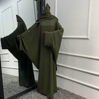 Muslim Dress for Women Pakistani Kaftan Abaya Robe + Hijab Arabic Islamic Prayer Clothes Dubai Outfits