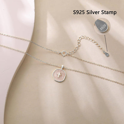 Dainty Cross Necklace for Women 925 Sterling Silver Christian Faith Necklaces 14K Gold Plated Circle Crucifix Pendant Necklace Religious Jewelry Baptism Easter Christian Gifts
