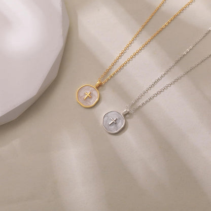 Dainty Cross Necklace for Women 925 Sterling Silver Christian Faith Necklaces 14K Gold Plated Circle Crucifix Pendant Necklace Religious Jewelry Baptism Easter Christian Gifts