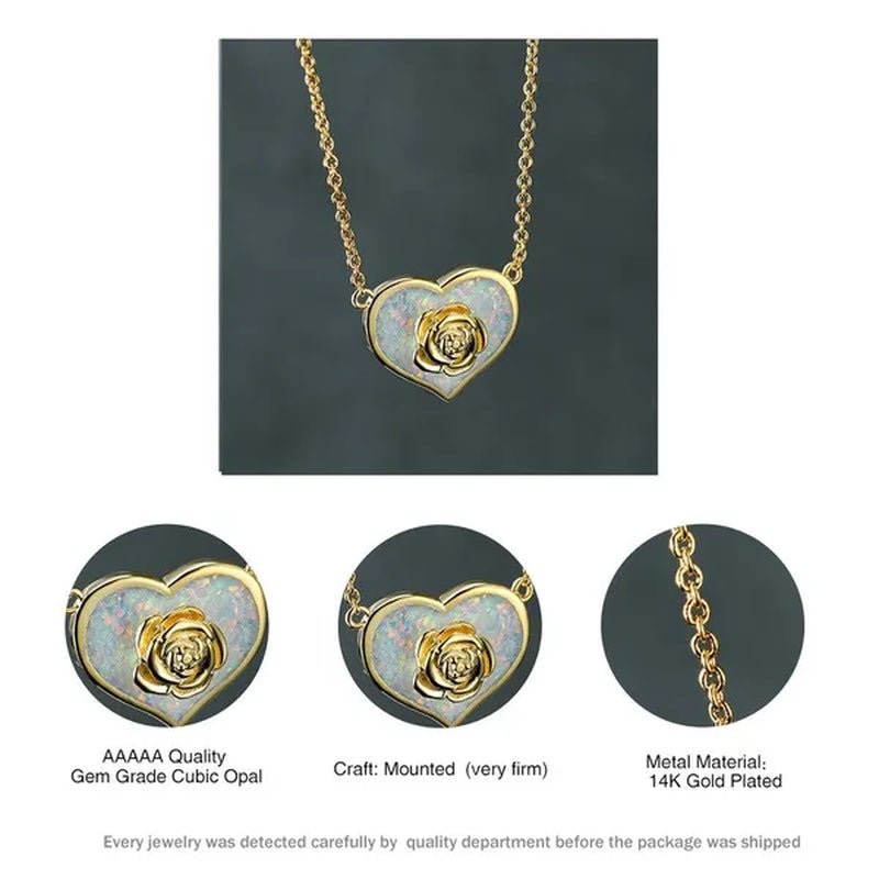 Dainty Female White Opal Pendant Necklace Charm rose gold color Chain Necklaces For Women Cute Flower Heart Wedding Necklace - WORLD TIME VISITS