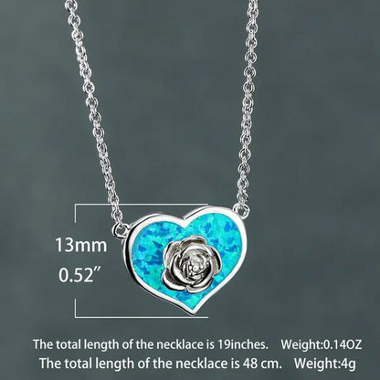 Dainty Female White Opal Pendant Necklace Charm rose gold color Chain Necklaces For Women Cute Flower Heart Wedding Necklace