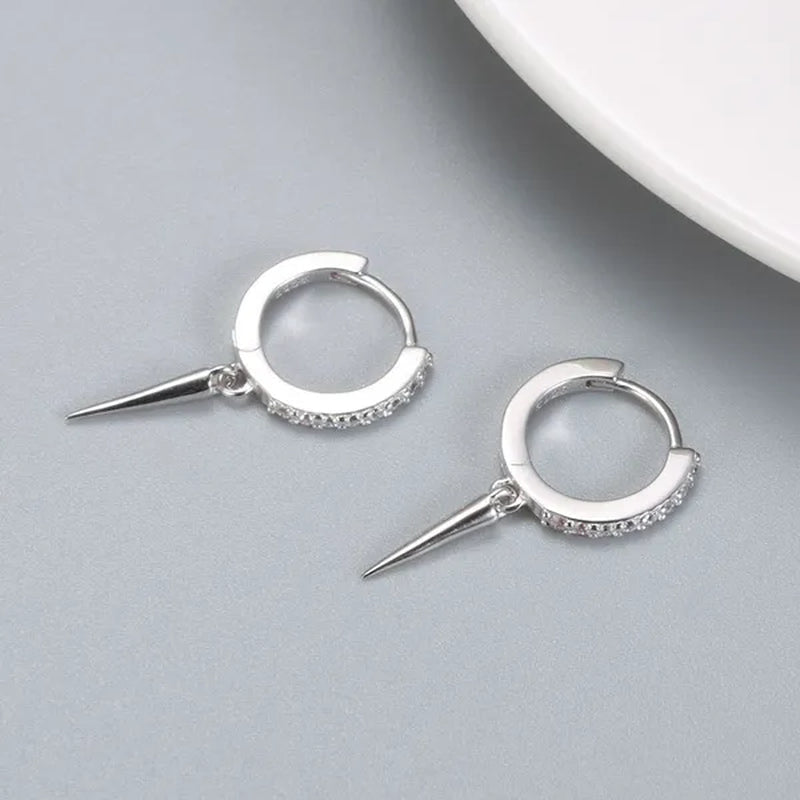 Dainty Huggie Hoop Earrings for Women, Silver Post Lightning Small Dangle Hoop Huggie Earrings Minimalist Hypoallergenic Jewelry Gifts for Women