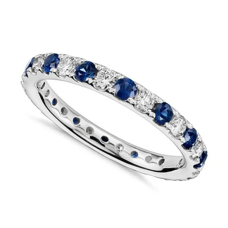Dainty Thin Rings for Women Jewelry Cubic Zirconia Blue Sapphire Rings Bridal Engagement Proposal Rings Gift - WORLD TIME VISITS