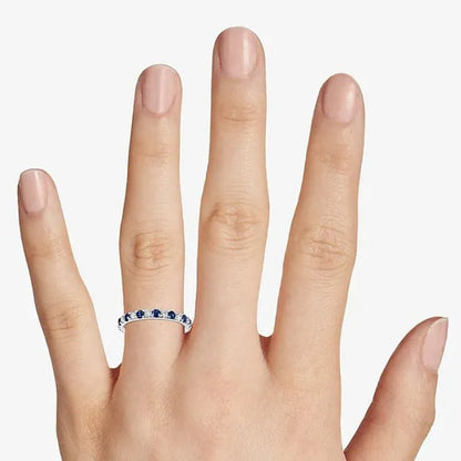 Dainty Thin Rings for Women Jewelry Cubic Zirconia Blue Sapphire Rings Bridal Engagement Proposal Rings Gift