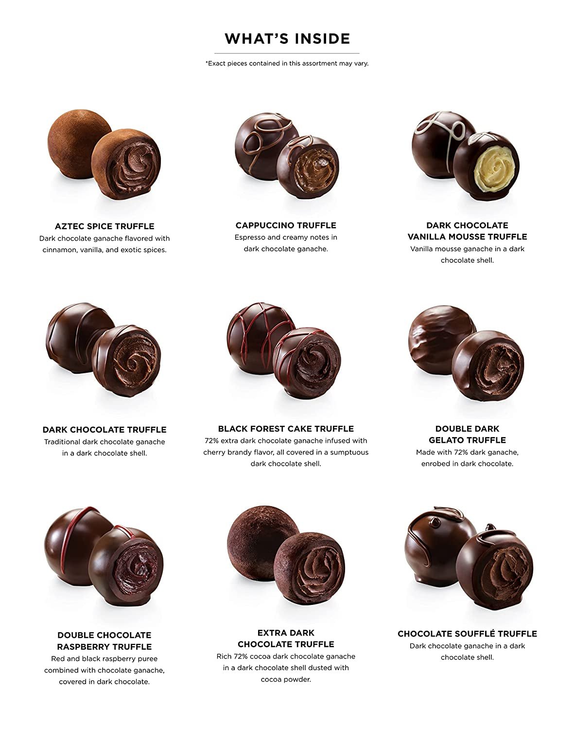 Dark Chocolate Truffles Assorted Chocolate Gift Box, 12 Pc.