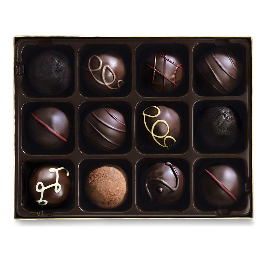 Dark Chocolate Truffles Assorted Chocolate Gift Box, 12 Pc. - WORLD TIME VISITS