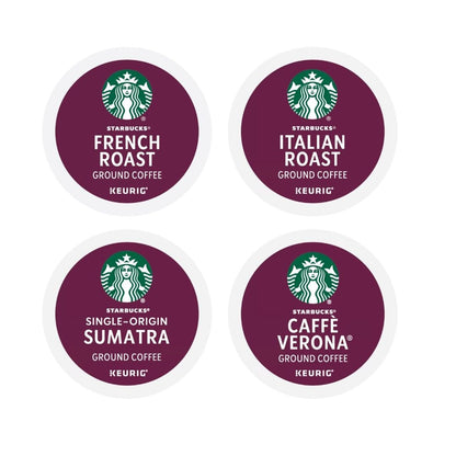 Dark Roast K - Cups Pod Sampler, Includes Starbucks Sumatra, French Roast, Cafe Verona, and Italian Roast, 20 Count - WORLD TIME VISITS