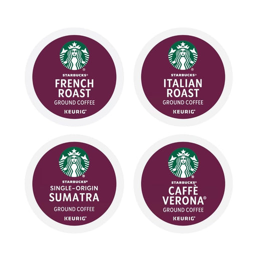 Dark Roast K - Cups Pod Sampler, Includes Starbucks Sumatra, French Roast, Cafe Verona, and Italian Roast, 20 Count - WORLD TIME VISITS
